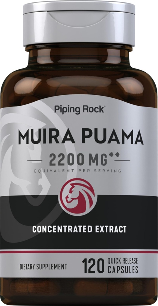Piping Rock Muira Puama Root Extract for Men & Women | 120 Capsules | Non GMO, Gluten Free Supplement