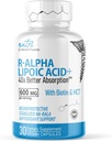 Nutri R Alpha Lipoic Acid 600mg Κάψουλες - R Lipoic Acid Stabilized with Biotin - Active Form of R- ALA - 600 mg Κλινική Δοσολογία - Ισχυρή Κυτταρική Ενέργεια Υποστήριξη - 30 Κάψουλες Vegan - RALA