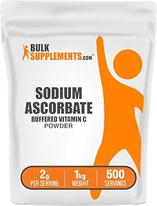 BulkSupplements.com Ασκορβικό Νάτριο σε σκόνη - για την υποστήριξη του ανοσοποιητικού, Ασκορβικό Νάτριο Βιταμίνη C - Buffered Vitamin C, Χωρίς γλουτένη, 2g ανά Σερβίρισμα, 1kg (2,2 lbs) (Pack of 1)