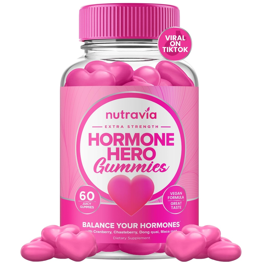 Ισορροπία ορμονών για τις γυναίκες Gummies + συμπλήρωμα ανακούφισης PMS - Υποστηρίζει Swings Mood, Clear Skin, Μειωμένη Cramps και Bloating - ορμονικές PMS Gummies PCOS βιταμίνη με Cranberry, Dong Quai (60 Gummies)