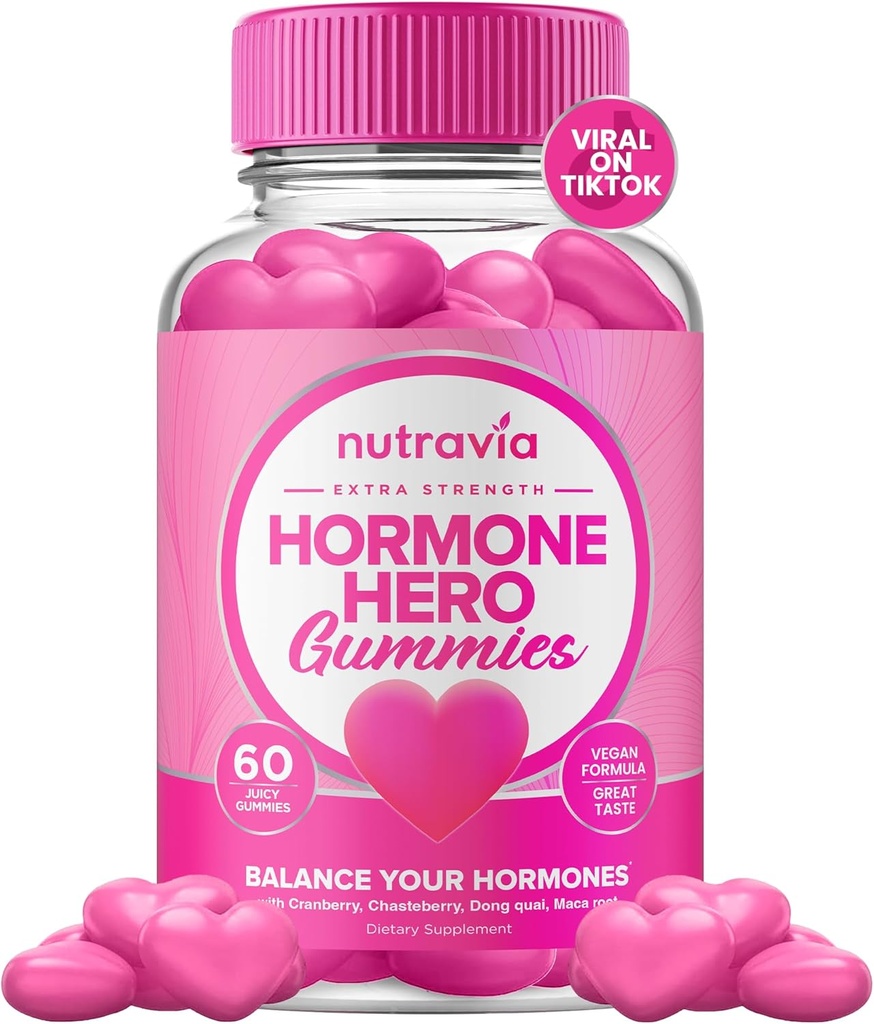 Ισορροπία ορμονών για τις γυναίκες Gummies + συμπλήρωμα ανακούφισης PMS - Υποστηρίζει Swings Mood, Clear Skin, Μειωμένη Cramps και Bloating - ορμονικές PMS Gummies PCOS βιταμίνη με Cranberry, Dong Quai (60 Gummies)