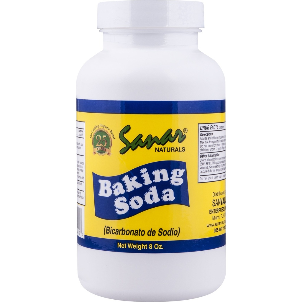 Sanar Naturals Baking Soda 8oz | Pure Sodium Bicarbonate for Antacid Digestive | Support Baking Cleaning Deodorizing and Skin Care | Fragrance Free, Multipurpose Household Essential