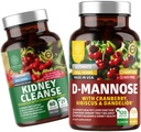 Number One Nutrition N1N Premium D-Mannose [1350mg] with Cranberry & Hibiscus and Kidney Cleanse [21 Potent Herbs] with Cranberry Extract, Astragalus, Uva Ursi, 2 Pack Bundle