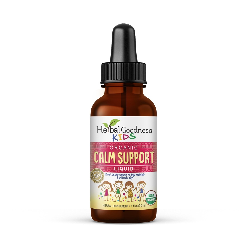 Kids Calm Support Liquid Extract 1oz με Γλυκινικό μαγνήσιο, Κιτρικό μαγνήσιο, Πολυβιταμίνη - Μαγνήσιο για παιδιά - Μπουκάλι 1oz, 1 μονάδα - Φυτική καλοσύνη