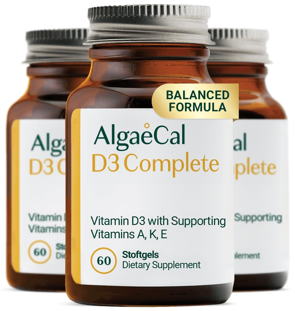 ALGAECAL 4-σε-1 Vitamin D3 K2 Complete - Συμπλήρωμα βιταμίνης ADK, Ενισχυμένη Ανοσολογική Υποστήριξη & Υγεία των οστών με D3 K2, A, & E - Ολόκληρη ευεξία σώματος & δύναμη των οστών, 60 Easy-Swallow Softgels
