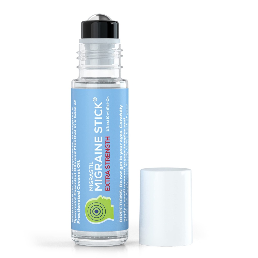 Βασική Vigor Migrastil Extra Strength Ημικρανία Stick Advanced Formula, Strong Aromatherapy Roll On Περιλαμβάνει Menthol, αιθέρια έλαια, όχι λεβάντα, Made in The USA.