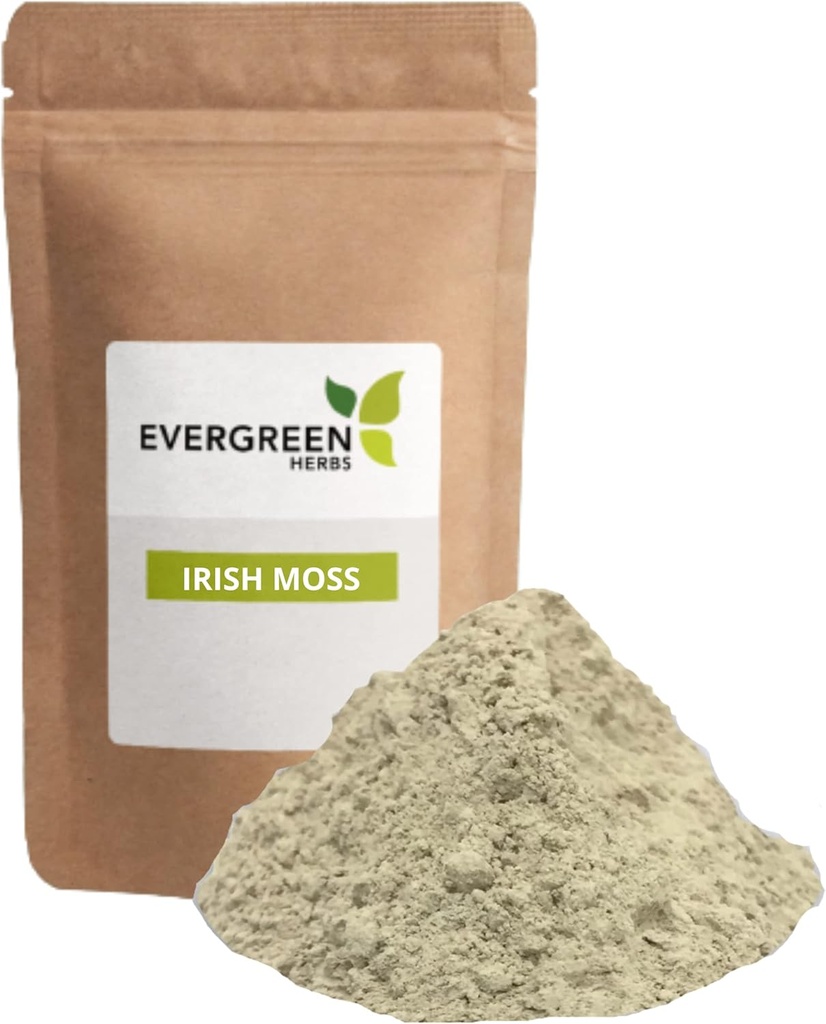 Evergreen Herbs Irish Moss (Powder 4 oz) - Resealable Stand Up Pouch για να εξασφαλίσει τη φρεσκάδα!