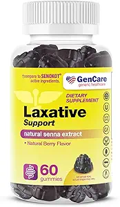GenCare - Laxative Support Gummies with Natural Senna Extract (60 Gummies) - Ευγενής Διανυκτέρευση Ανακούφιση της περιστασιακής δυσκοιλιότητας για ενήλικες και παιδιά 6 και μεγαλύτερη - μη ΓΤΟ Λαξευτικό λαχανικών