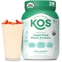 KOS Vegan Protein Powder, Unflavored & Uncoweed - Χαμηλό μείγμα πρωτεΐνης αρακάς, οργανικά Superfood πλούσια σε βιταμίνες & ορυκτά - Κέτο, σόγια, χωρίς γαλακτοκομικά - Αντικατάσταση γεύματος για γυναίκες & άνδρες - 28