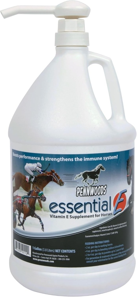 Pennwoods Essential E: Equine Vitamin E συμπλήρωμα για την υγεία, απόδοση, ανάκτηση & διατροφή των αλόγων - 1 Gallon