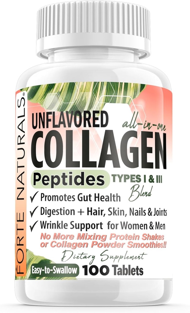 Collagen Peptide Pills 100 Tablets Protein Supplements NO More Mixing Powder Shakes Easy to Swallow Collagen Peptides Powder Pills Protein Capsules Keto