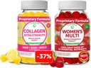 Lunakai Collagen and Women's Multivitamin Gummies Bundle - Non-GMO Anti Aging Supplements with Biotin, Zinc, Vitamin C and E - 100% Daily Value of 16 Essential Vitamins and Minerals - 30 Days Supply