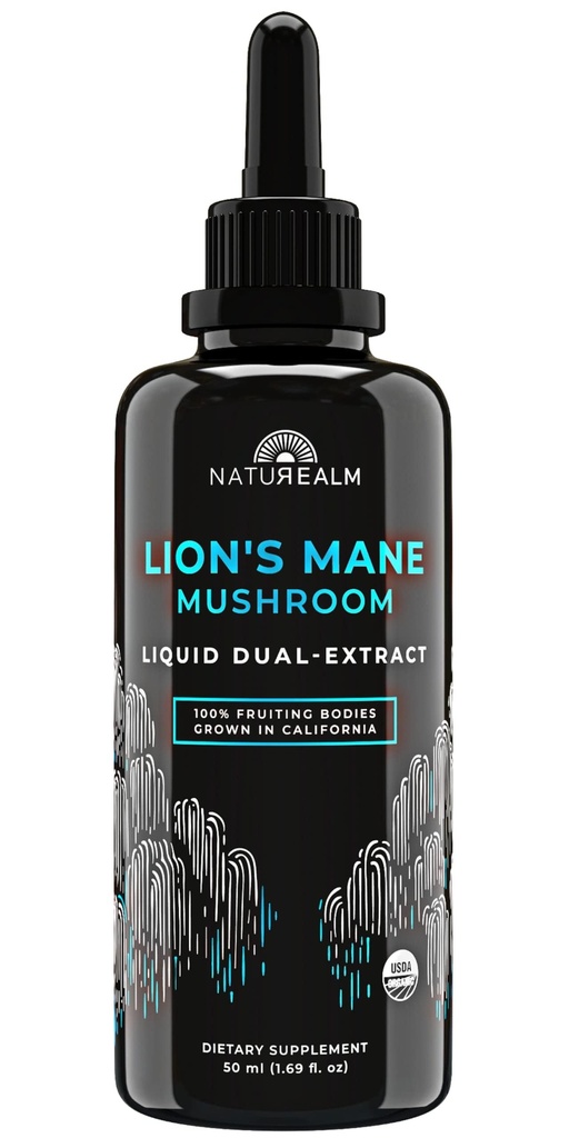 Naturealm Lion’s Mane Mushroom Υγρή Βάμμα – Εστίαση, Μνήμη & Εγκεφαλική Υγεία, Vegan, Μη-ΓΤΟ – Οργανικά Καρποφόρα Σώματα, 1 Μήνα Προμήθεια
