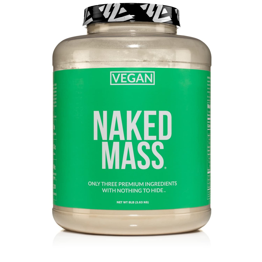 NAKED Vegan Μάζα - Φυσικό Vegan Βάρος Κερδίζοντας πρωτεΐνη σκόνη - 1.230 θερμίδες, μη GMO, χωρίς σόγια και γλουτένη, Δεν τεχνητά συστατικά - 8LB Μαζική - 11 εξυπηρετούν