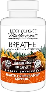 Host Defense Breathe* Capsules - Immune & Respiratory Support Mushroom Supplement - Herbal Lung Health Supplement with Chaga, Reishi & Cordyceps - 120 Capsules (60 Servings)*