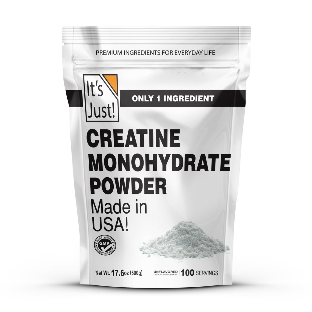 Είναι απλά! - Creatine Monohydrate Powder, Pure Creatine Powder, Made in USA, 3rd Party Lab Tested, 5g Per Serving, Scoop included, No Fillers, No Added Flavor (Άγευστη, 500g / 100 Servings)