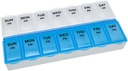 Basic Care (7-Day) AM/PM Διοργανωτής χαπιών, περίπτωση βιταμίνης, και κουτί ιατρικής, μεγάλα διαμερίσματα, 2 φορές την ημέρα, μπλε και σαφείς λιρέτες