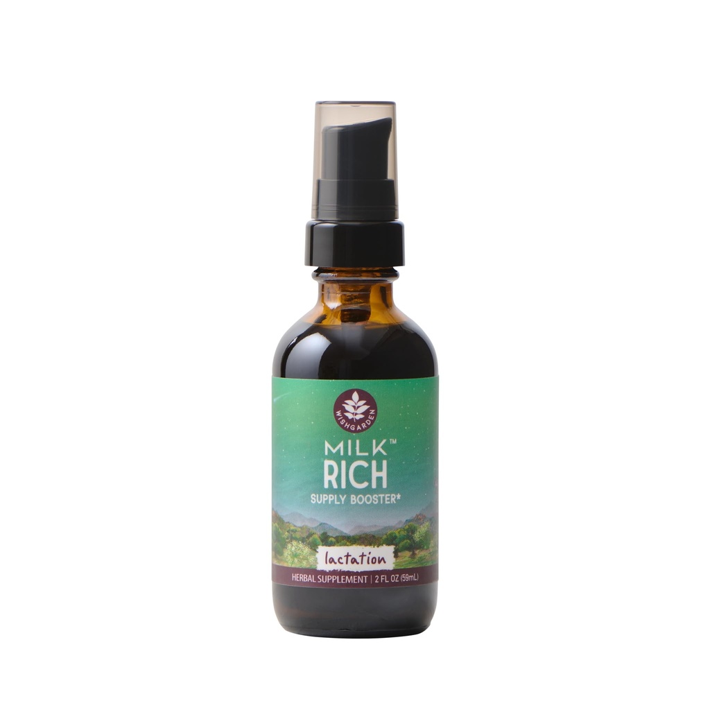 WishGarden Herbs Milk Rich with Goats Rue and Fenugreek - Herbal Lactation Support Supplement, Breast Milk Supply Boost and Breastfeeding Supplement to Increase Milk Flow Quality and Production, 2oz