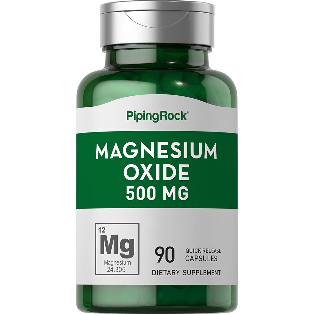 Piping Rock Magnesium Oxide 500mg | 90 Capsules | Non-GMO, Gluten Free Supplement