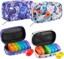 Serfeymi Weekly Travel Pill Organizer 2 φορές A Day AM PM Rainbow Pill Box 7 Day with Zipper Canvas Pill Case, Medicine Organizer for Pills, Vitamins, Fish Oils - Purple 01+ Μπλουμ 01