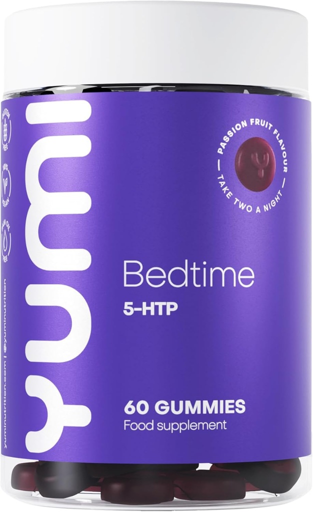 Premium 5-HTP Bedtime Gummies - 100mg Per Serving | Non-GMO, Gluten-Free, Vegan-Friendly | Passion Fruit Flavor | 60 Gummies
