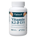 Pattern Wellness Vitamin K2 & D3 συμπλήρωμα με ασβέστιο – Υγεία των οστών, κυκλοφορική ευεξία & ανοσοποιητική υποστήριξη - Μη ΓΤΟ - 60 κάψουλες