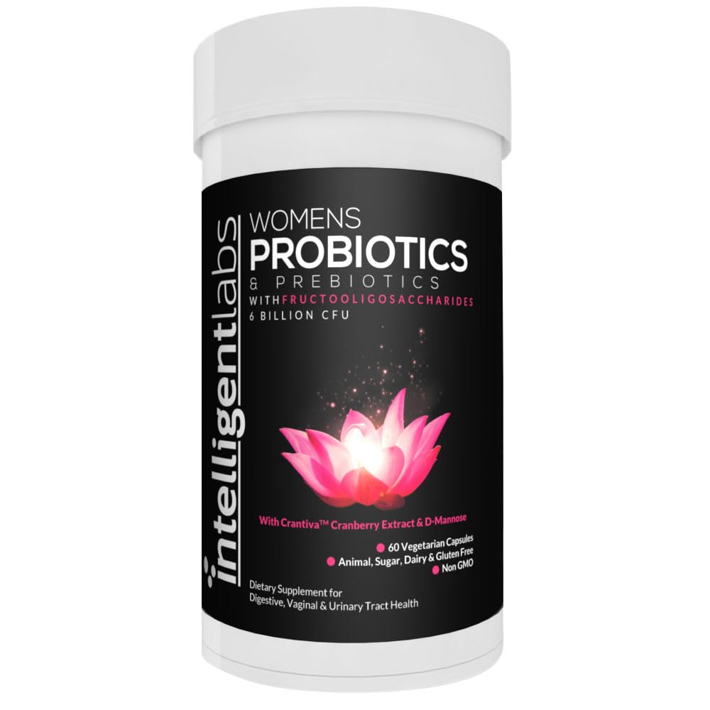 Intelligent Labs Γυναικεία Προβιοτική Φόρμουλα με Cranberry Extract, D-Mannose και Πρεβιοτικά Όλα σε ένα, 6 δισεκατομμύρια CFU Probiotic, Ένα καψάκιο την ημέρα, 60-Day Supply, Τρίτο Μέρος Επαληθευμένο για καθαρότητα
