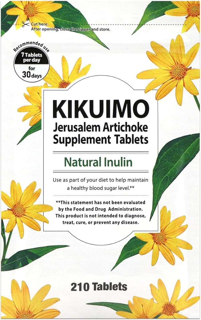NAFFY KIKUIMO Jerusalem Artichoke Supplement - Ινουλίνη, διαιτητικές ίνες, οργανικές, Κατασκευασμένες στην Ιαπωνία, 210 δισκία