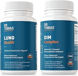 Dr. Tobias Lung Health & DIM Complex Supports Lung Cleanse & Detox Formula, Estrogen Detox & Balance Complex, for Men & Women, Non-GMO