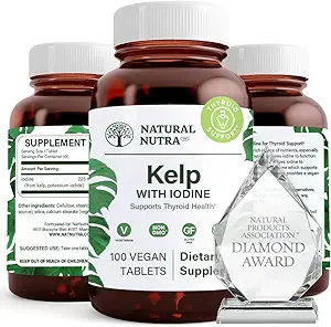 Natural Nutra Kelp Iodine Thyroid Υποστήριξη συμπλήρωμα, Ενισχύει το ανοσοποιητικό σύστημα, και Ρυθμίζει Μεταβολισμό, Vegan Sea Kelp, Μη ΓΤΟ, Atlantic Soured Seaweed Extract, 225 mcg, 100 δισκία
