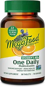 MegaFood Women's 40+ One Daily Multivitamin for Women - with Vitamin B12, B6, C, D, Zinc & Iron – Plus Real Food - Ανοσοποιητική Υποστήριξη - Υγεία των οστών - Μη ΓΤΟ - Χορτοφαγικά - 90 Tabs