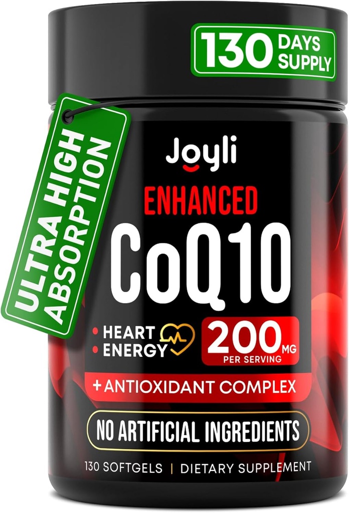 Υψηλή απορρόφηση CoQ10 200MG - Co Q10, 200mg Softgels για την καρδιακή υγεία & την παραγωγή ενέργειας - Enhanced Co Q 10 συμπλήρωμα με αντιοξειδωτικά και λιναρέλαιο - CoQ10 200 mg ανά υπηρεσία