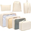 Toplive 7 Set Packing Cubes for Travel, Luggage Organizer Bags for Travel Accessories, Compression Packing Cubes, Beige
