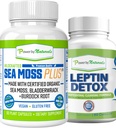 Power By Naturals: Organic Sea Moss and Leptin Detox Bundle - 60 Vegan Capses Κάθε ένα - Φυτικό, χωρίς γλουτένη συμπλήρωμα για ανοσοενισχυτική ενίσχυση και φυσικό καθαρισμό