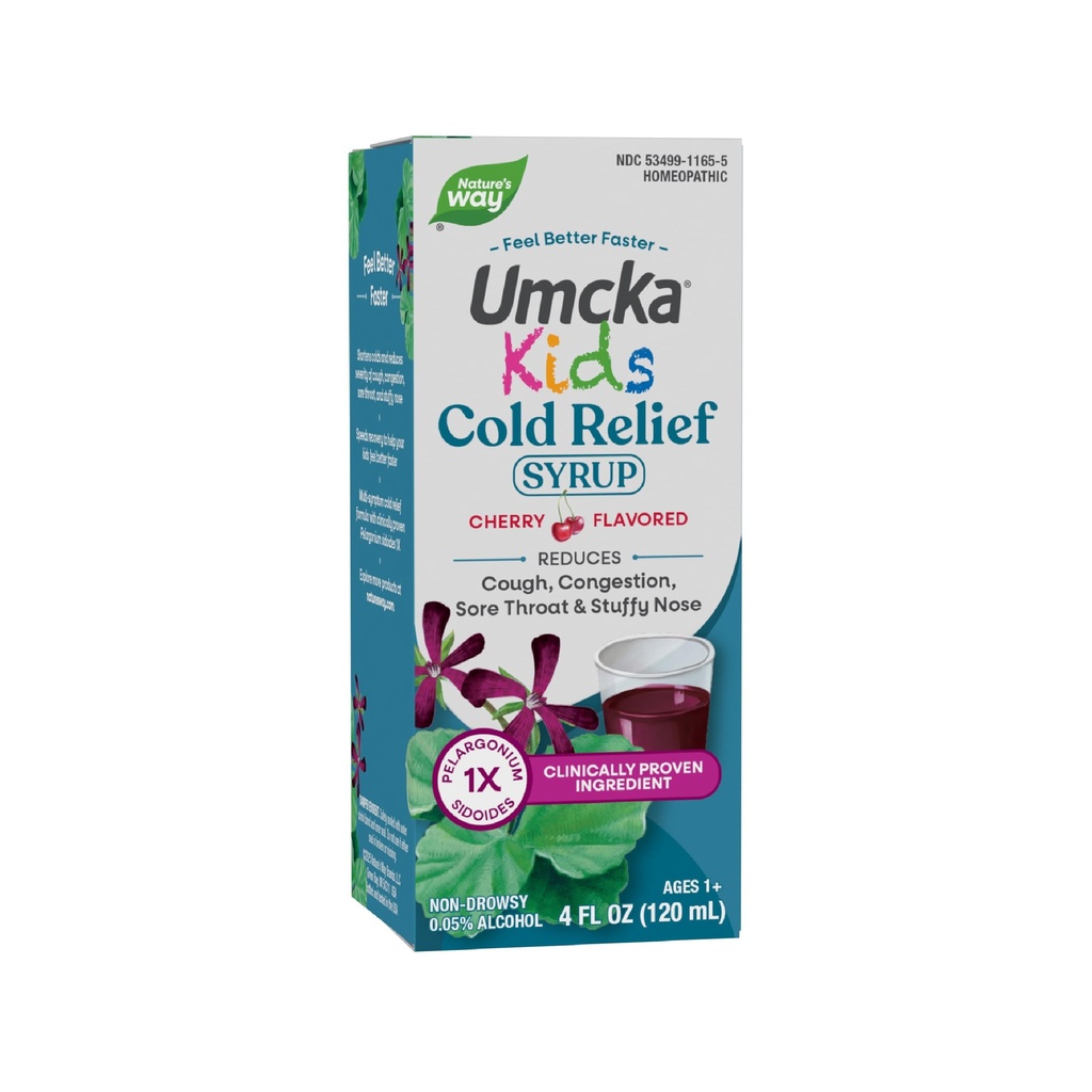 Ο Δρόμος της Φύσης Cold Relief Syrup για τα παιδιά 1+, Umcka, Shortens Διάρκεια & Μειώνει τη σοβαρότητα, Multi-Συμπτώματα Ψυχρή Ανακούφιση, Ομοιοπαθητικά, Phenylephrine Free, Cherry Flavored, 4 Fl Oz (Packaging May Vary)