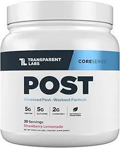 Transparent Labs Post - Post-Workout Recovery Muscle Builder with L-Glutamine, Beta-Alanine and BetaPure Betaine Anhydrous for Muscle Recovery and Muscle Building - 30 Servings, Strawberry Lemonade