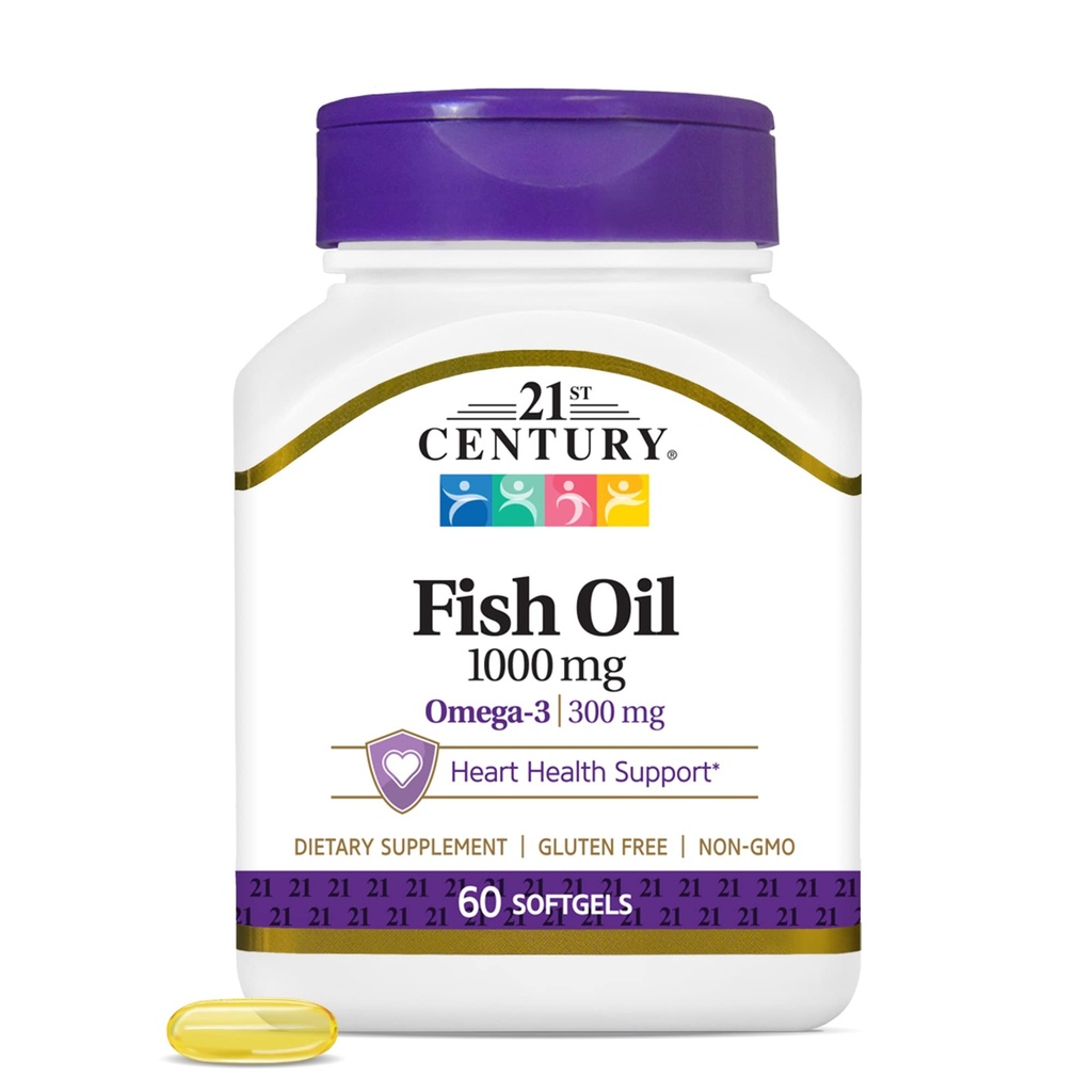 21st Century Fish Oil 1000 mg Softgels, 60 Count (Pack of 3)