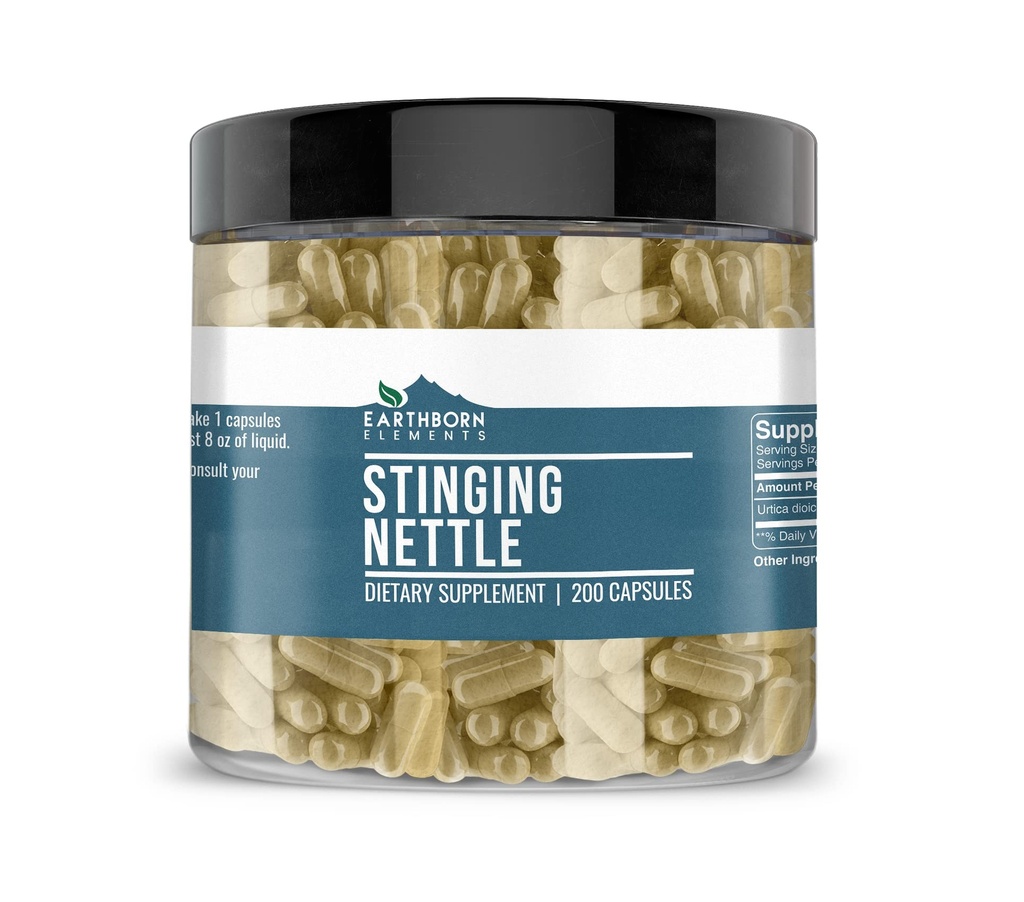 Earthborn στοιχεία Stinging Nattle Leaf 200 κάψουλες, καθαρό & μη αραιωμένο, χωρίς πρόσθετα