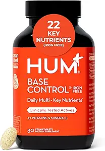 HUM Base Control Multivitamin for Women with Vitamin C, Iron, Biotin, Zinc, B Complex, Daily Women's Multivitamin, 22 Essential Vitamins & Minerals, Support for Pre-Menopause, Gluten Free, 30 Capsules