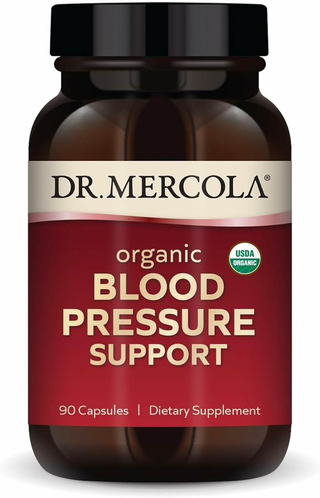Δρ. Mercola Organic Blood Pressure Support - Υποστηρίζει υγιή κυκλοφορία - High-Potency Grape Seed Extract - Μη ΓΤΟ & χωρίς σόγια - 90 κάψουλες (90 Servings)