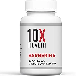 10X Health Berberine Supplement 500mg - Περιέχει Dihydroberberine Supplement για Καλύτερη Απορρόφηση - Υποστηρίζει Καρδιαγγειακά & Συμπληρώματα Υγείας Εντέρου για Γυναίκες & Άνδρες - 30 Κάψουλες