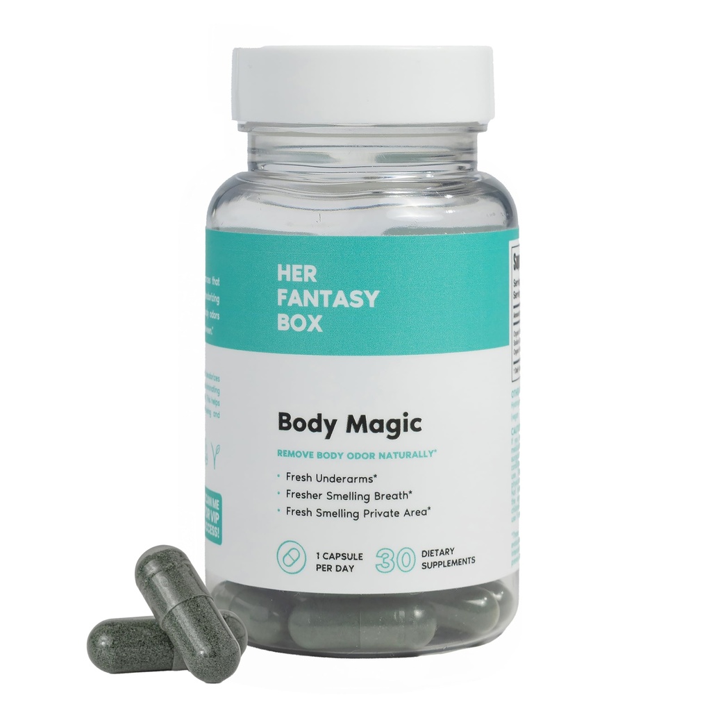 Her Fantasy Box | Body Magic | Chlorophyll Capsules - 30 Vegan Capsules for Detox, Digestion, Gut Health, Skin Support, and Oily Skin - Natural Energy Booster