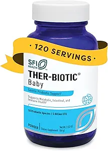Klaire Labs SFI Health Ther-Biotic Baby - Toddler Probiotic for Kids, Infants & Babies - Μικροβιομήχανο & Υποστήριξη Bowel - Probiotic Powder, Add to Baby Formula, Breast Milk or Solid Food (120 Servings)