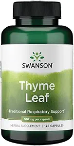 Swanson Thyme Leaf - Herbal Supplement Supporting Respiratory System Health - Natural Formula Aiding Digestive System Health - (120 Capsules, 500mg Each)