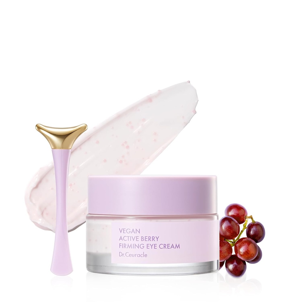 Dr.Ceuracle Vegan Active Berry Firming Eye Cream with Applicator - Ενυδατική θεραπεία ματιών Resveratrol για τους Σκοτεινούς Κύκλους και την Ποσότητα, Κορεατική φροντίδα για Stuffers Stocking (32g / 1.12 oz.)