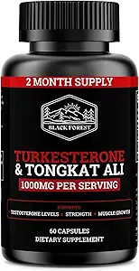 Black Forest Turkesterone Tongkat Ali Supplement 1000mg per Serving (Max Purity 95%) Turkesterone Supplement for Men (Tongkat Ali for Men Longjack 200:1) Similar to Tongkat Ali Fadogia Agrestis
