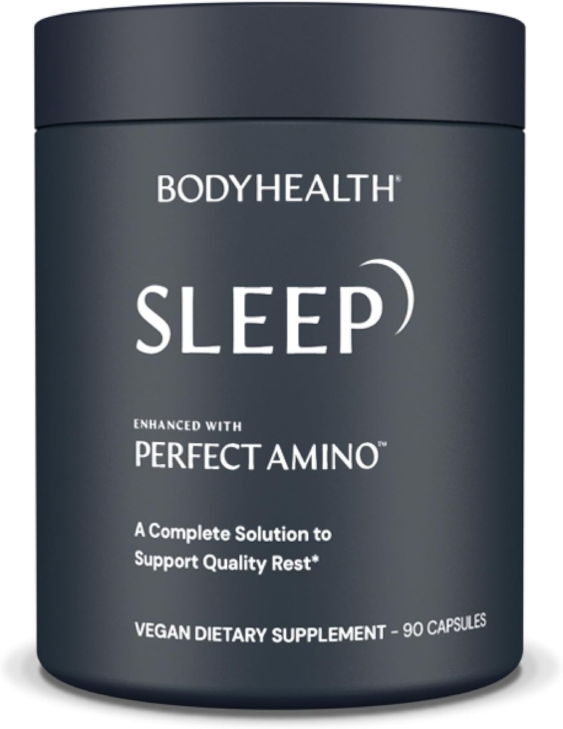 BodyHealth Sleep, Sleep Aid and Supplement for Adults with 3 mg Melatonin, Non-Habit Forming Pills Enhanced with PerfectAmino - 90 Capsules