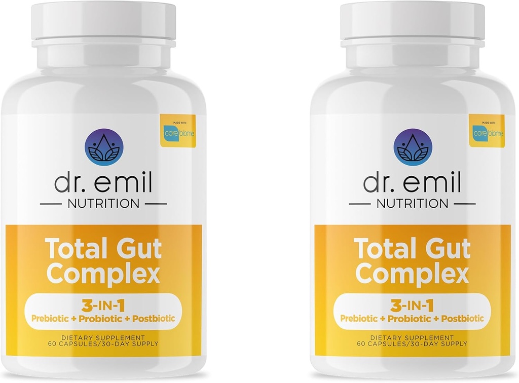 DR. EMIL NUTRITION Total Gut Health Complex - Prebiotic + Probiotic + Postbiotic Gut Health Supplements for Women and Men - Probiotics for Digestive Health & Gut Health, 120 Κάψουλες