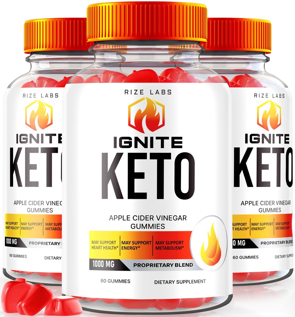 rize labs (Pack of 3 Ignite Keto ACV Gummies, for Advanced Weight Loss, Keto Ignite Supplement (180 Gummies)