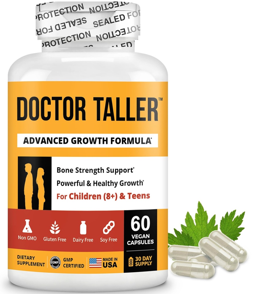 NuBest Doctor Taller - Οστική δύναμη υποστηρίζει, Ενίσχυση ανοσοποιητικού συστήματος - Κέτο με ασβέστιο, βιταμίνη D3, βιταμίνη K2, Αμινοξέα & Βότανα για παιδιά (8+) - 60 Vegan Κάψουλες 1 μήνα προσφοράς